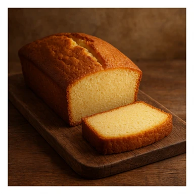 a classic pound cake, golden brown, simple and inviting sticker