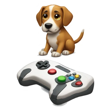 Dog playing video game sticker