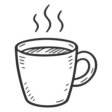 hand drawn outlined coffee cup icon sticker