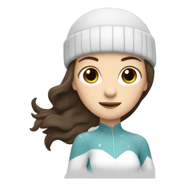 white woman with dark brown hair figure skating on ice sticker