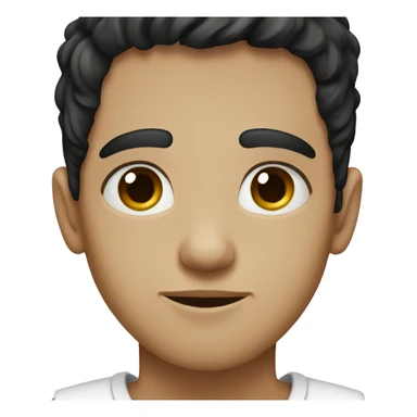 a boy with black hair and brown eyes an culy hair and white skin sticker