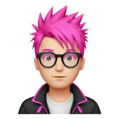 Man with neon pink spiky hair and glasses sticker