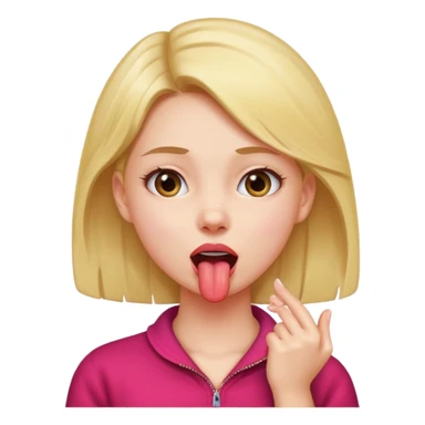 a girl holding her neck sticking her tongue out sticker