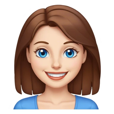 mulher de cabelos castanhos, pele clara, de olhos azuis sorrindo e piscando um olho sticker