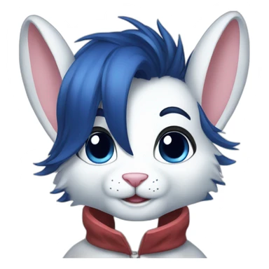 Male Anthro white rabbit with dark blue hair sticker