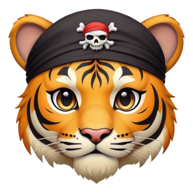 pirate tiger face with eye patch and bandana for Twitch emote sticker