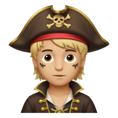 light brown Hispanic boy with blond hair that is dressed as a pirate sticker