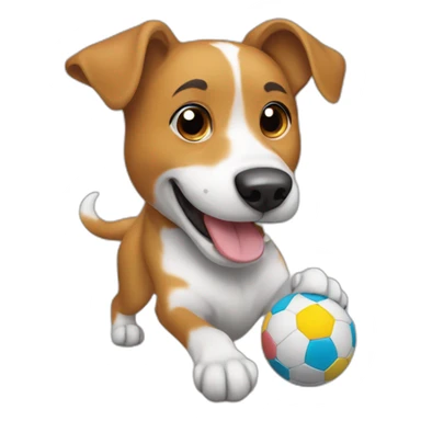 a playful dog plays with a ball sticker