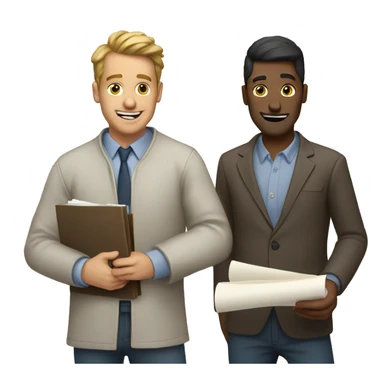 two guys with documents in their hands sticker