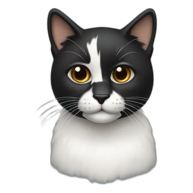 Gato peludo preto e branco sticker
