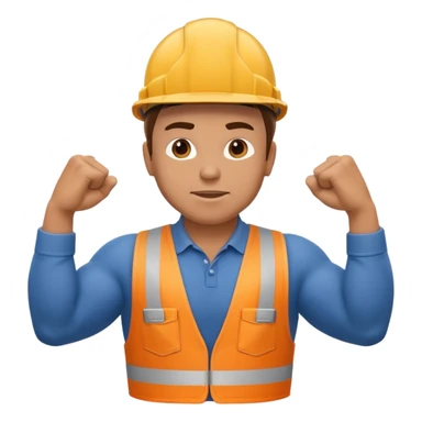construction worker flexing his muscles sticker