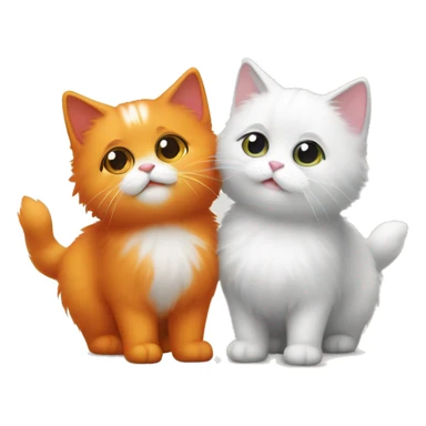 Two cute fluffy cats one Orange and one white kissing sticker