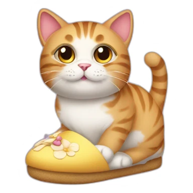 cat with slipper  sticker