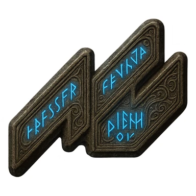 Create an Elden Ring talisman version of the Assetto Corsa logo. The talisman should look like ancient weathered metal with glowing blue runes and a mystical aura. The background should be transparent. sticker