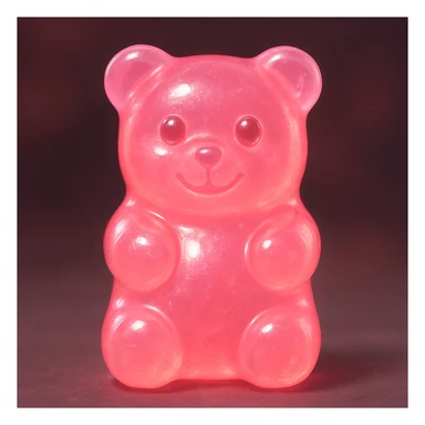 a pink gummy bear, semi-transparent, with a sweet and friendly look sticker