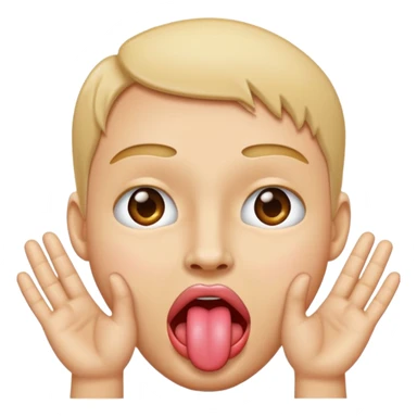 face sticking out a tongue with hands going to the side of face sticker