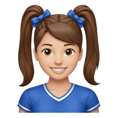 brown hair blue cheerleading shirt no bangs with a high pony tail smiling sticker