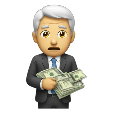upset man with money sticker