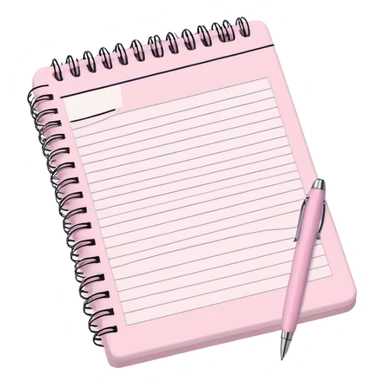 Pale pink notepad with pen sticker