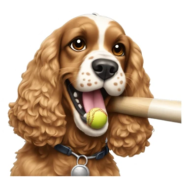 Cocker spaniel hitting baseball sticker