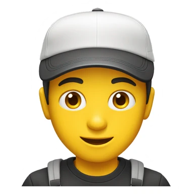 Niño blanco saludndo con gorra amarilla sticker