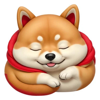 Cinematic Meme-Worthy Chubby Sleeping Shiba Inu Portrait Emoji, Head resting peacefully with a contented smile, featuring a delightfully chubby build and a luxuriously soft red fur with a creamy underbelly, eyes shut in a serene nap, Simplified yet hilariously adorable features, highly detailed, glowing with a soft, drowsy light, high shine, relaxed and utterly lovable, stylized with an air of playful laziness, bright and endearing, soft glowing outline, capturing the essence of a comically sleepy companion, so meme-worthy it feels like it could instantly become the next viral sensation of adorable slumber! sticker