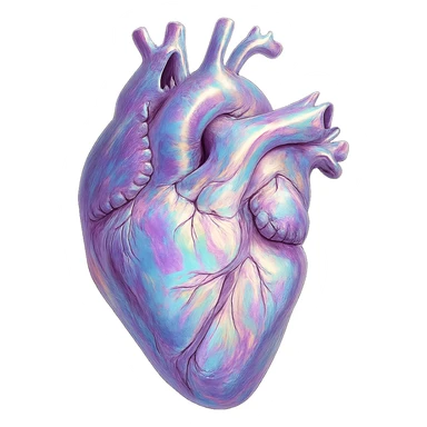 heart with a holographic shimmer, realistic digital art style, no background sticker