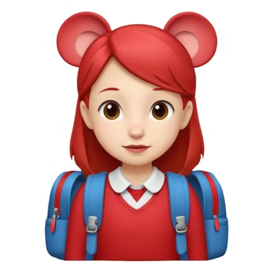 Petite souris avec jupe rouge à l'école sticker