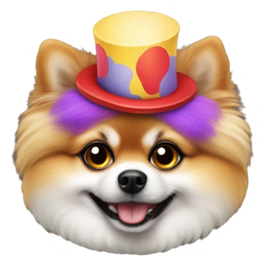 Pomeranian wearing clown makeup sticker