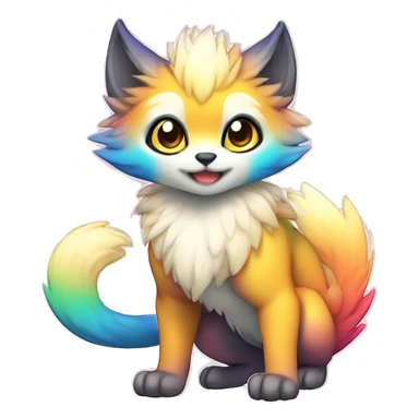 shiny, colorful, gradient, Kemono-style, Chibi, Anthro-Fur-Sona-Fakémon, Full Body sticker