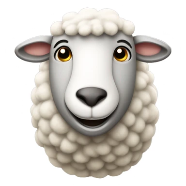 A sheep with a cheesy smile sticker