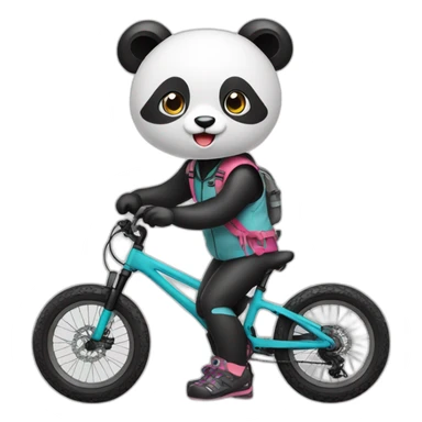 Cute Panda girl with mountain bike sticker