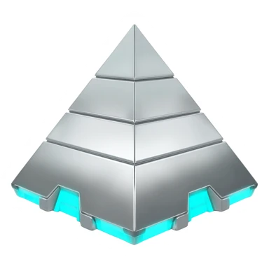 White metallic and cyan-glowing, futuristic pyramid  sticker
