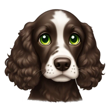 Dark brown cocker spaniel puppy with green eyes sticker