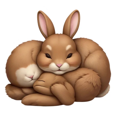 Meme-Worthy Cute Sleeping Brown Rabbit Portrait Emoji, Head resting peacefully with a contented smile, showcasing a delightfully sturdy build and a luxuriously soft brown fur, eyes shut in a serene nap, Simplified yet hilariously adorable features, highly detailed, glowing with a soft, drowsy light, high shine, relaxed and utterly lovable, stylized with an air of playful laziness, bright and heartwarming, soft glowing outline, capturing the essence of a comically sleepy bunny, so meme-worthy it feels like it could instantly become the next viral sensation of adorable slumber! sticker
