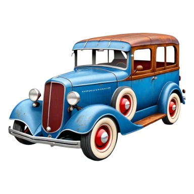 A 1934 fenderless(fenders removed) rustic old antique rat Chevrolet hot rod caravan that’s blue and cherry pearl  sticker