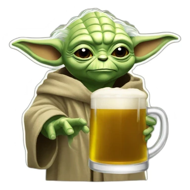 Yoda buvant une bière sticker