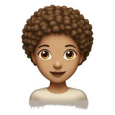 a light skin girl with brown eye, afro hair. smiling  sticker