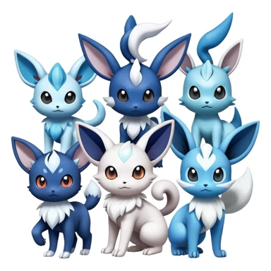 Meowstic-Absol-Minccino-Glaceon-Pokémon-Fakémon-creature sticker