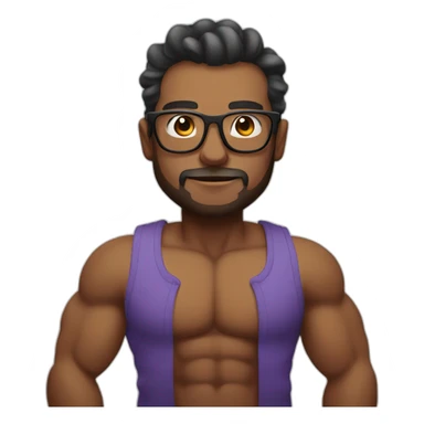 sleeveless man with big biceps and wearing a glasses sticker