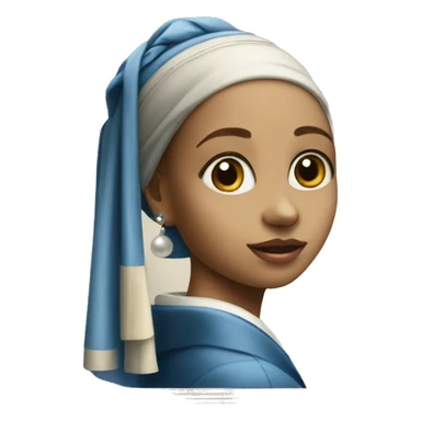 Girl with pearl earring painting in picture frame sticker