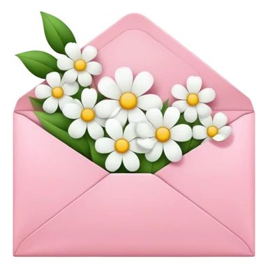 Pink envelope with white flowers sticker