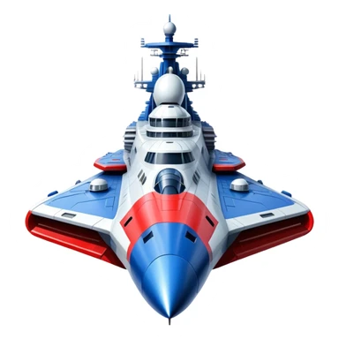 Enormous Russian battle cruiser spaceship with red white and blue markings sticker