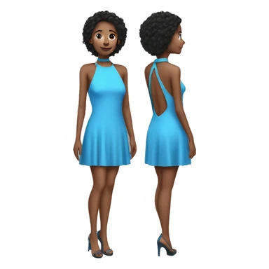 short blue halterneck open back dress sticker