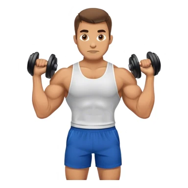 buff man with blue shorts holding kettlebell sticker