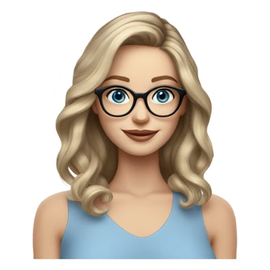 Shoulder length Balayage pale model lady with glasses and blue eyes happy  sticker