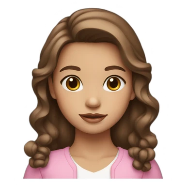 brown hair girl with pink bow small white earrings sticker