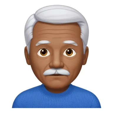 An elderly man emoji with medium-dark skin, swept-back white hair, thick eyebrows, and a short straight white mustache. sticker