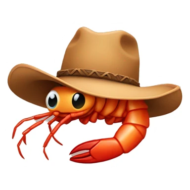 Shrimp wearing a cowboy hat sticker