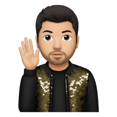 Chino Moreno from Deftones with dark brown hair, light skin, black sequin outfit sticker